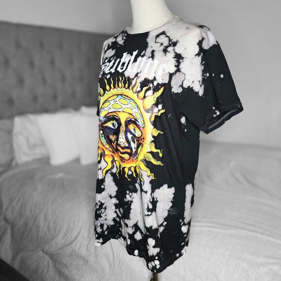 NWOT Sublime Black & White Acid Wash Short Sleeve Unisex Graphic Band Tee Shirt - Picture 6 of 9